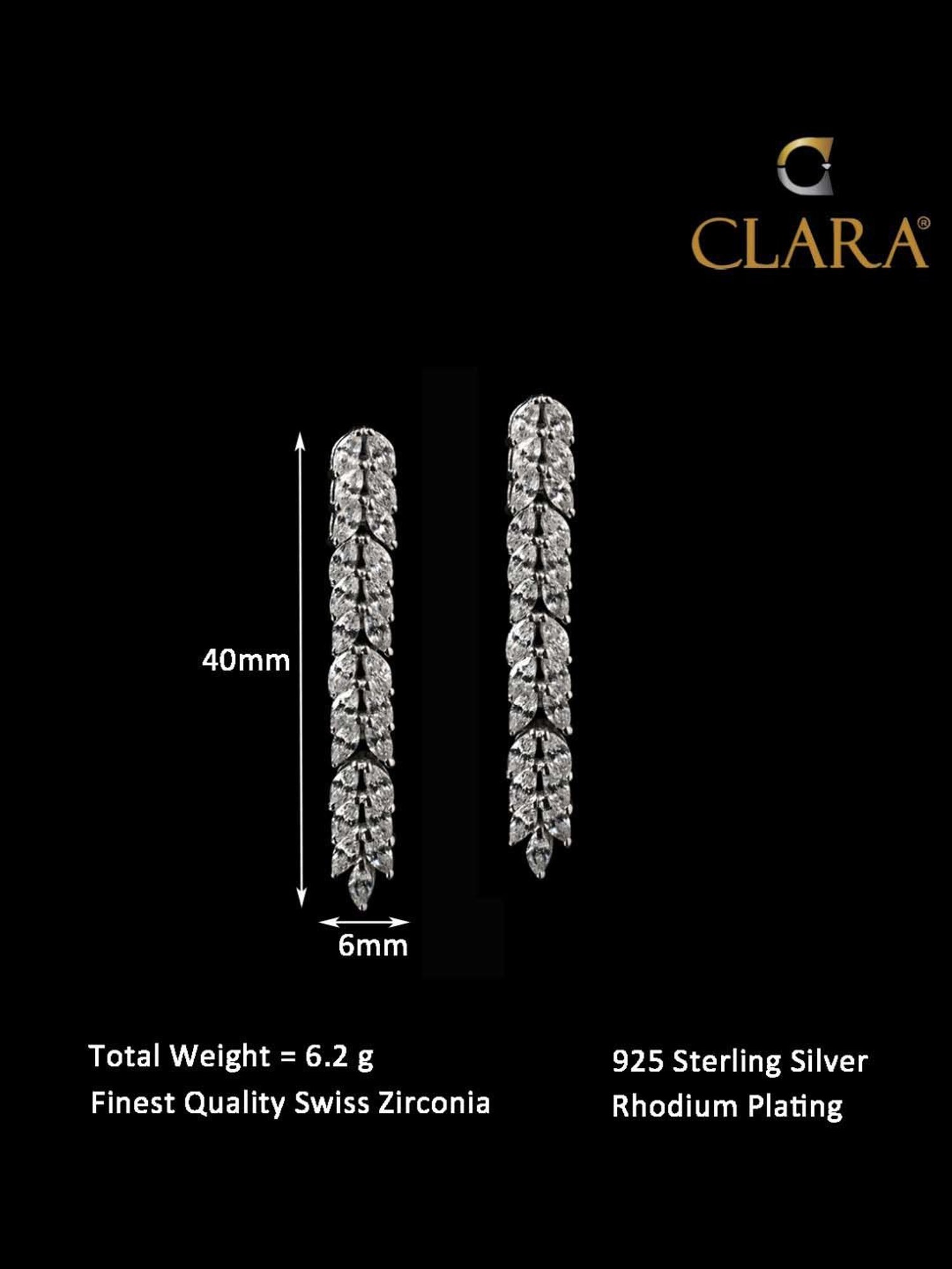Clara 92.5 Sterling Silver Stone Princess Dangler Earrings for Women