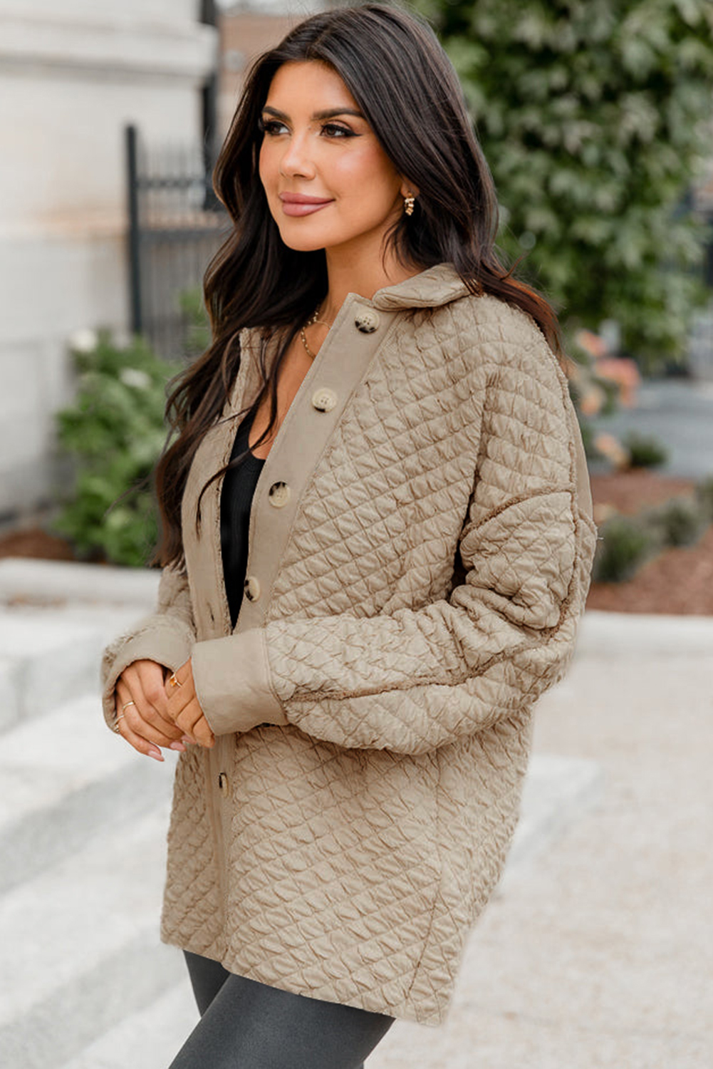 Brown Plaid Button Up Long Sleeve Flannel Shacket