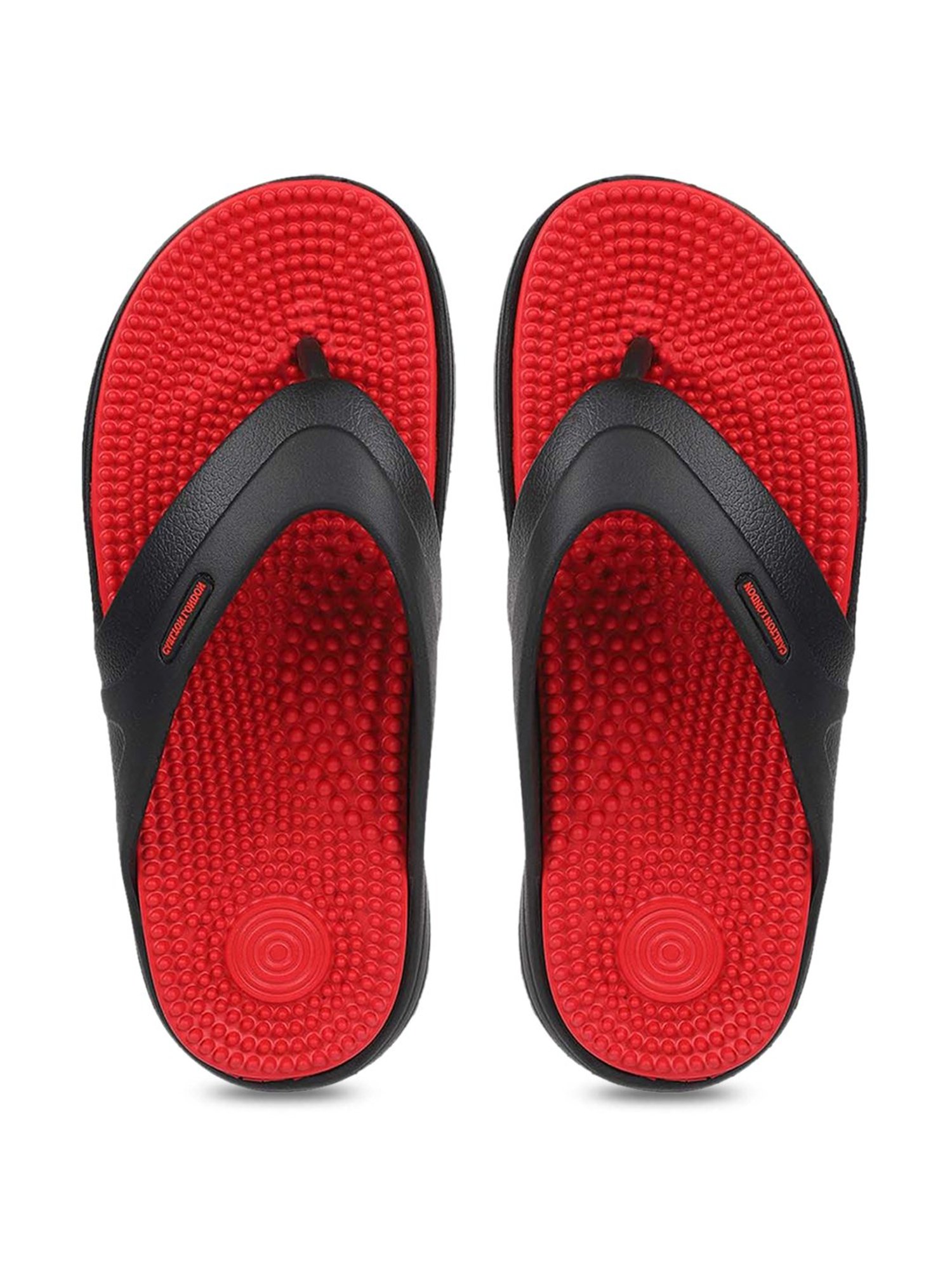 Carlton London Men's Jet Black & Red Flip Flops
