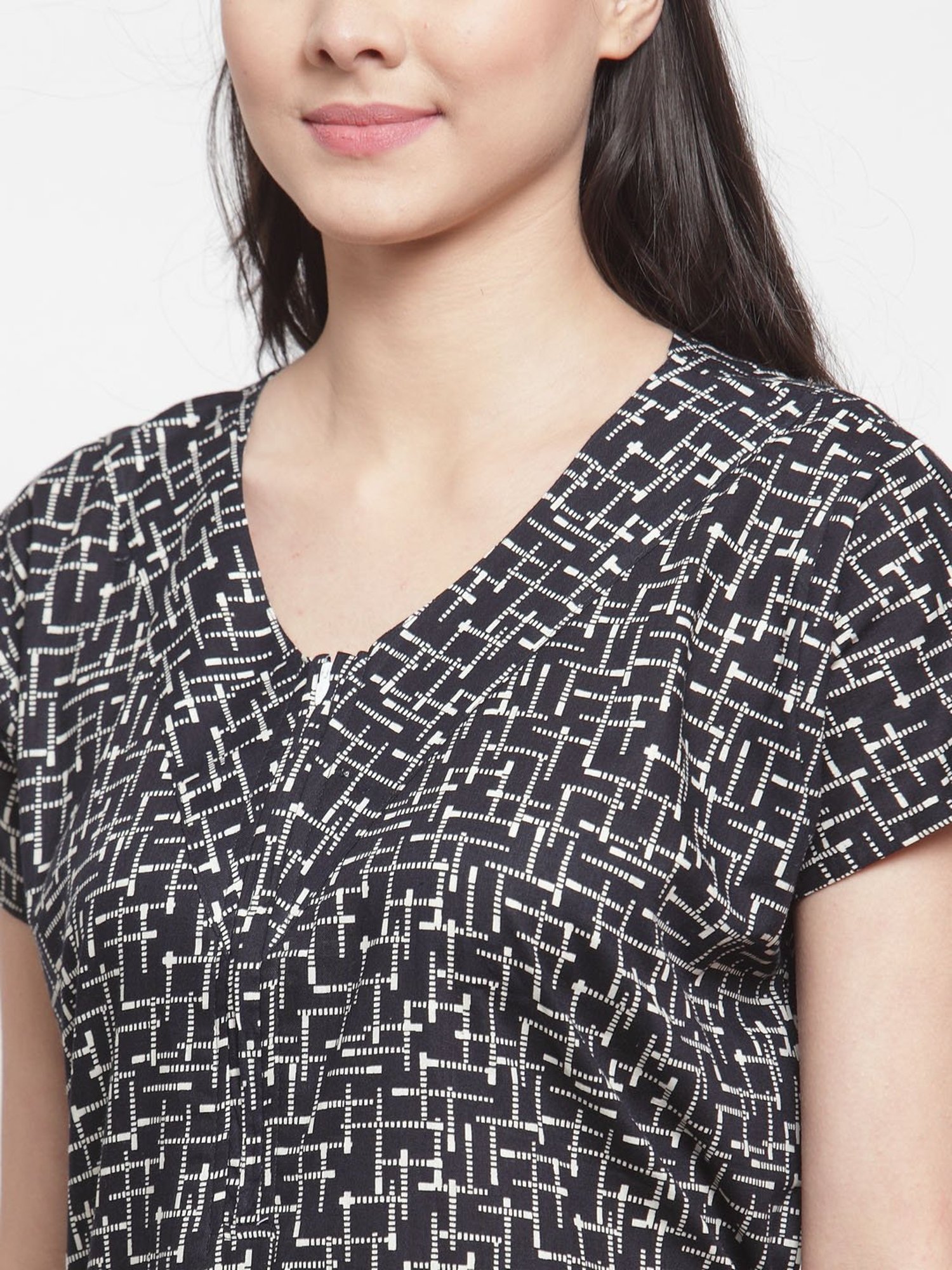 Secret Wish Black Printed Nighty