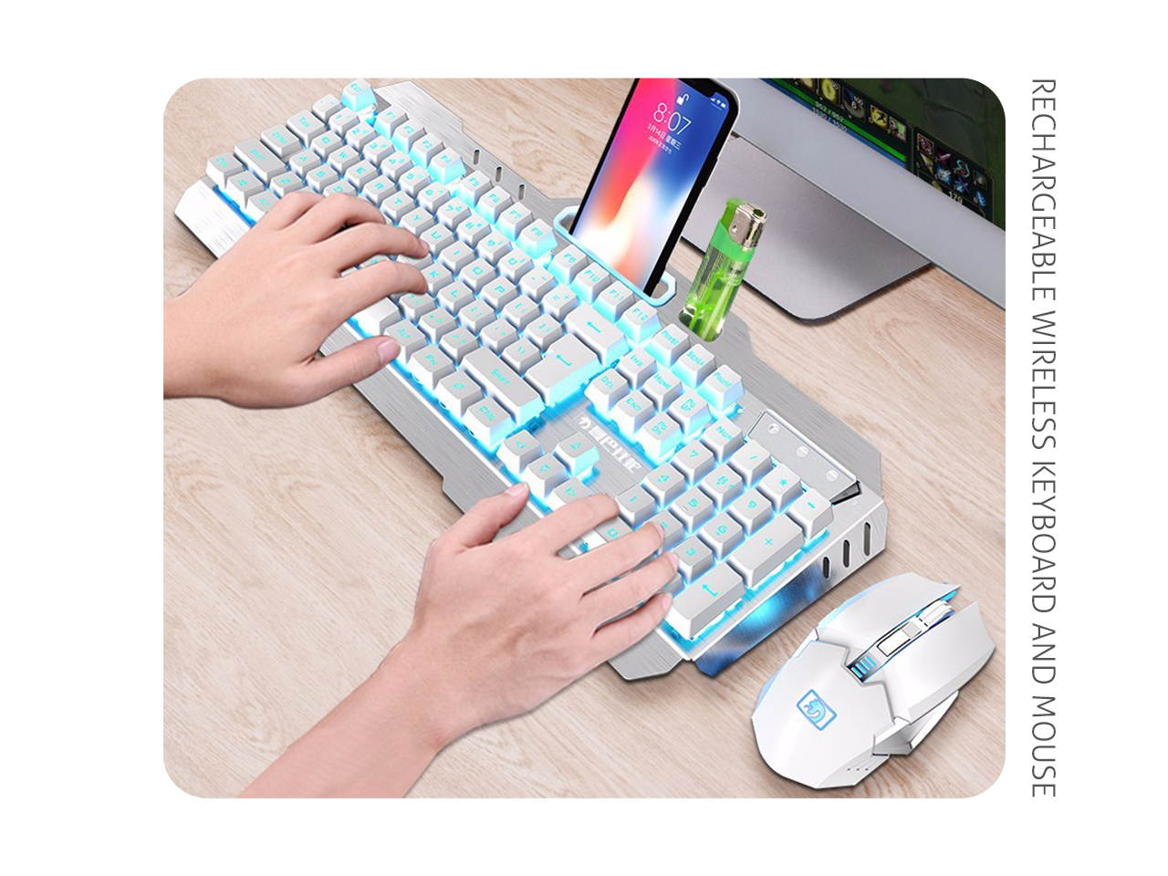 LIMEIDE K670  Wireless Keyboard and Mouse Combo,2.4G Cute Round Mute Keyboard Mouse Set for Laptop, Computer, Mac(Black)