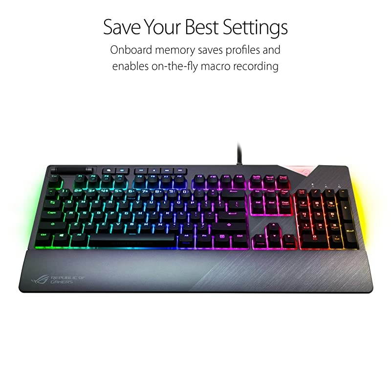 RGB Mechanical Gaming Keyboard - ROG Strix Flare (Cherry MX Blue Switches - cm SS) | Aura Sync & SDK | Gaming Keyboard for PC | Customizable Badge, USB Pass-Through | Media Controls