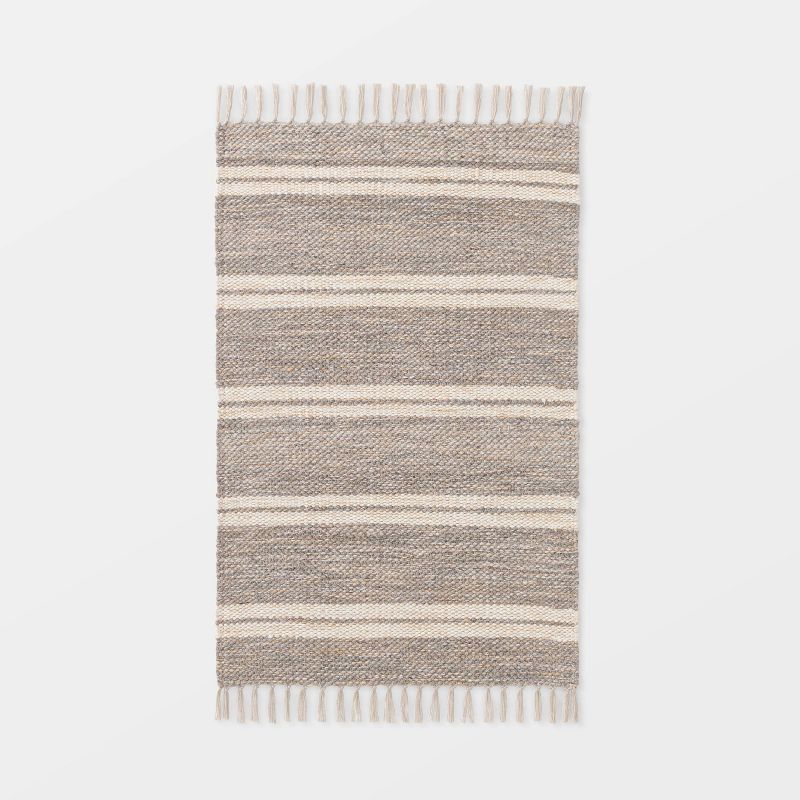 2'1"x3'2" Indoor/Outdoor Scatter Striped Rug Tan - Threshold™ designed with Studio McGee