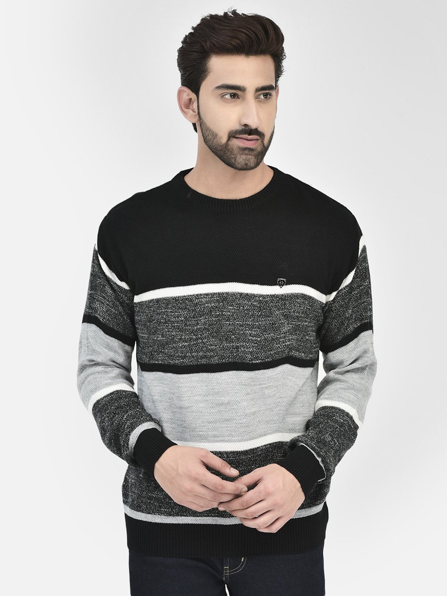 Crimsoune Club Black Regular Fit Cotton Sweater