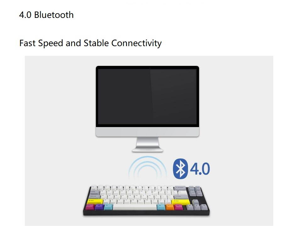 Varmilo  Ergonomic Design,Cool Exterior  68 Keys Type-C Cable Detachable Cherry  Red,  4.0Bluetooth and USB Wired Dual-mode Mechanical Keyboard,PBT Keycaps - CMYK Verison( Bluetooth Adapter Included)