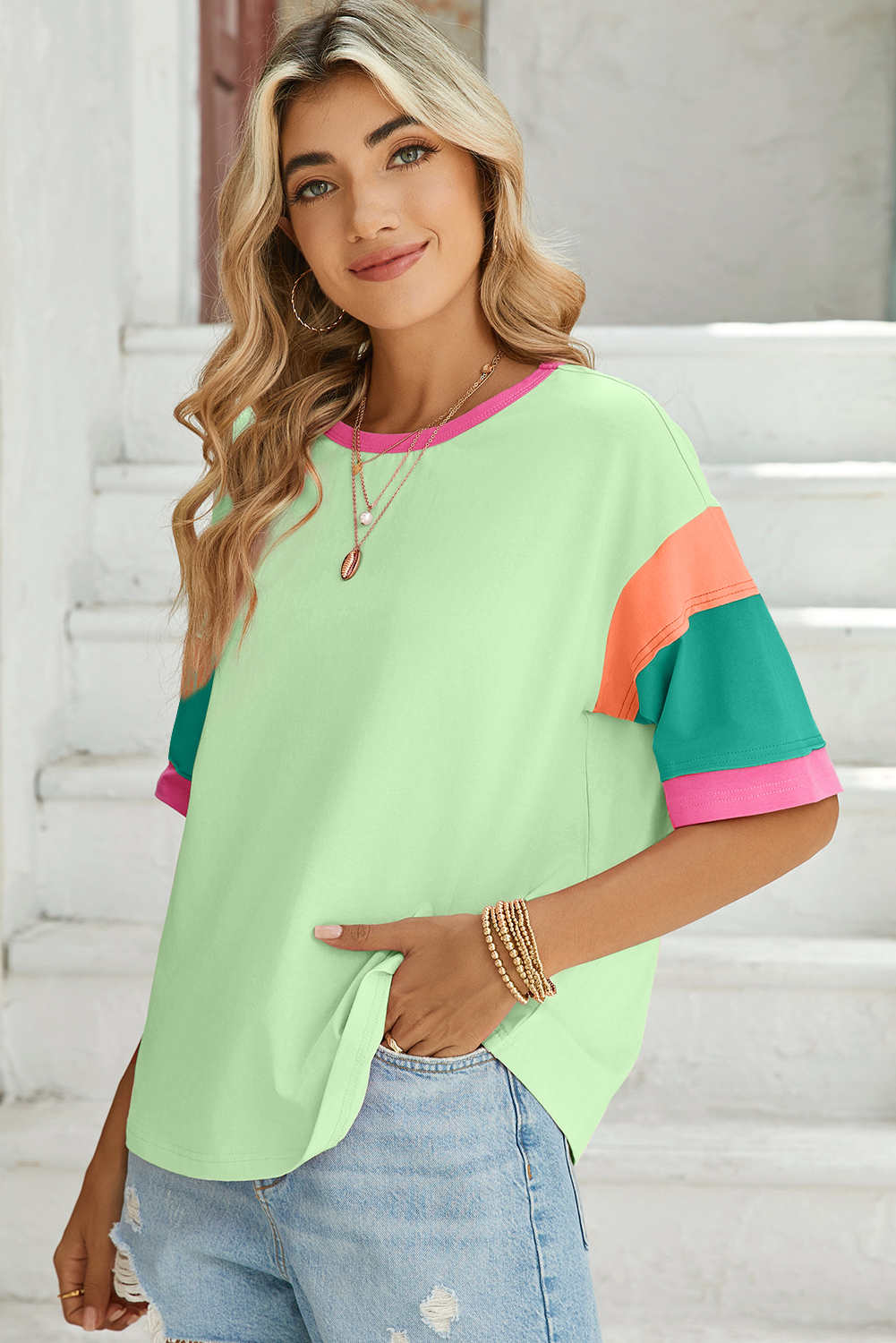 White Tie-dye Print Oversized Boyfriend T Shirt