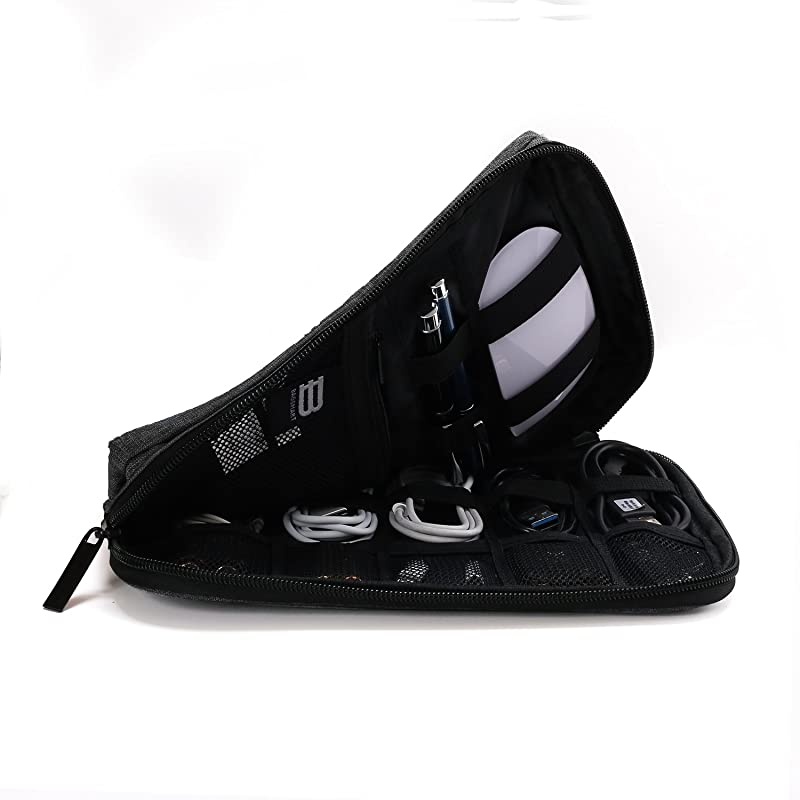 Electronic Organizer Small Travel Cable Organizer Bag for Hard Drives Cables Phone USB SD Card Black