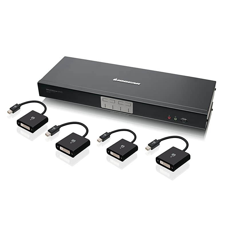 4-Port Dual-Link DVI and Mini DisplayPort KVMP Kit with 7.1 Audio, TAA Compliant, GCS1784MDPKIT