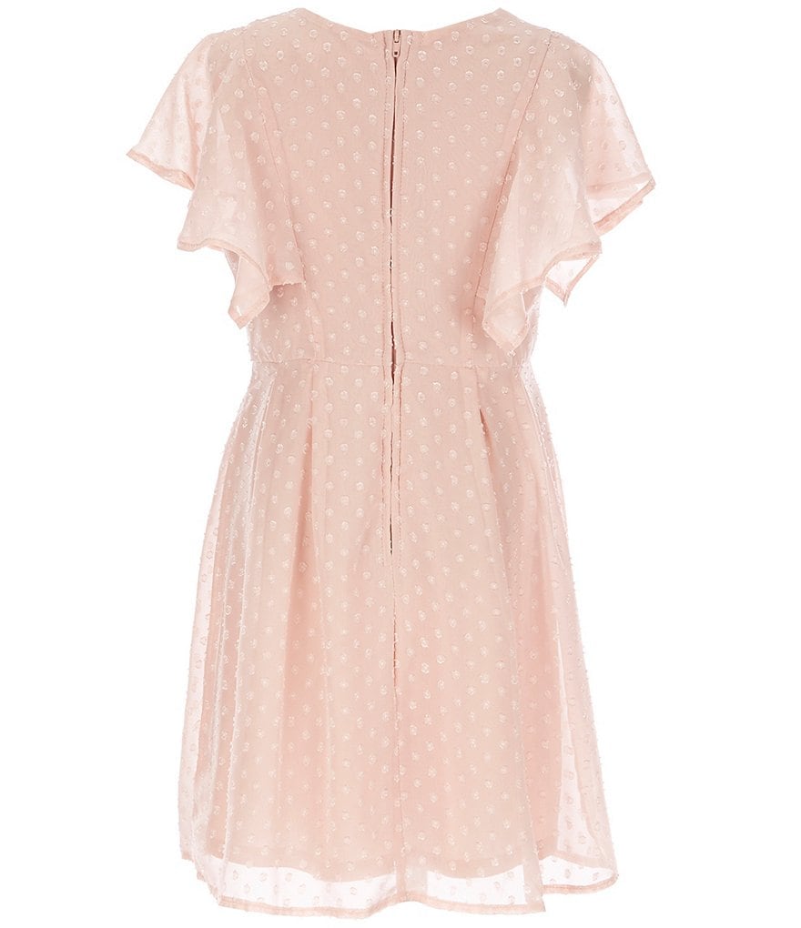 Poppies and Roses Big Girls 7-16 Swiss-Dot Fit-And-Flare Dress