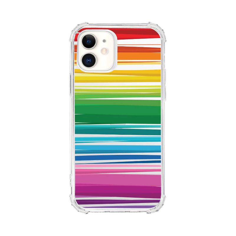 OTM Essentials Apple iPhone 12 Mini Tough Edge Clear Phone Case - Stripes Rainbow