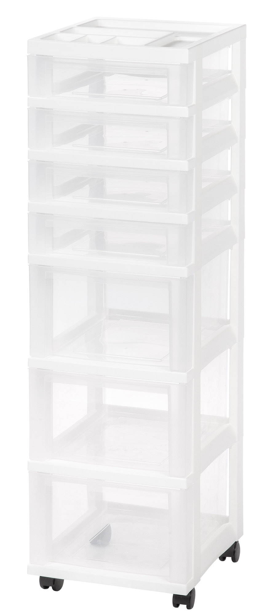 IRIS 7-Drawer Storage Cart with Organizer Top, 1 Pack, White