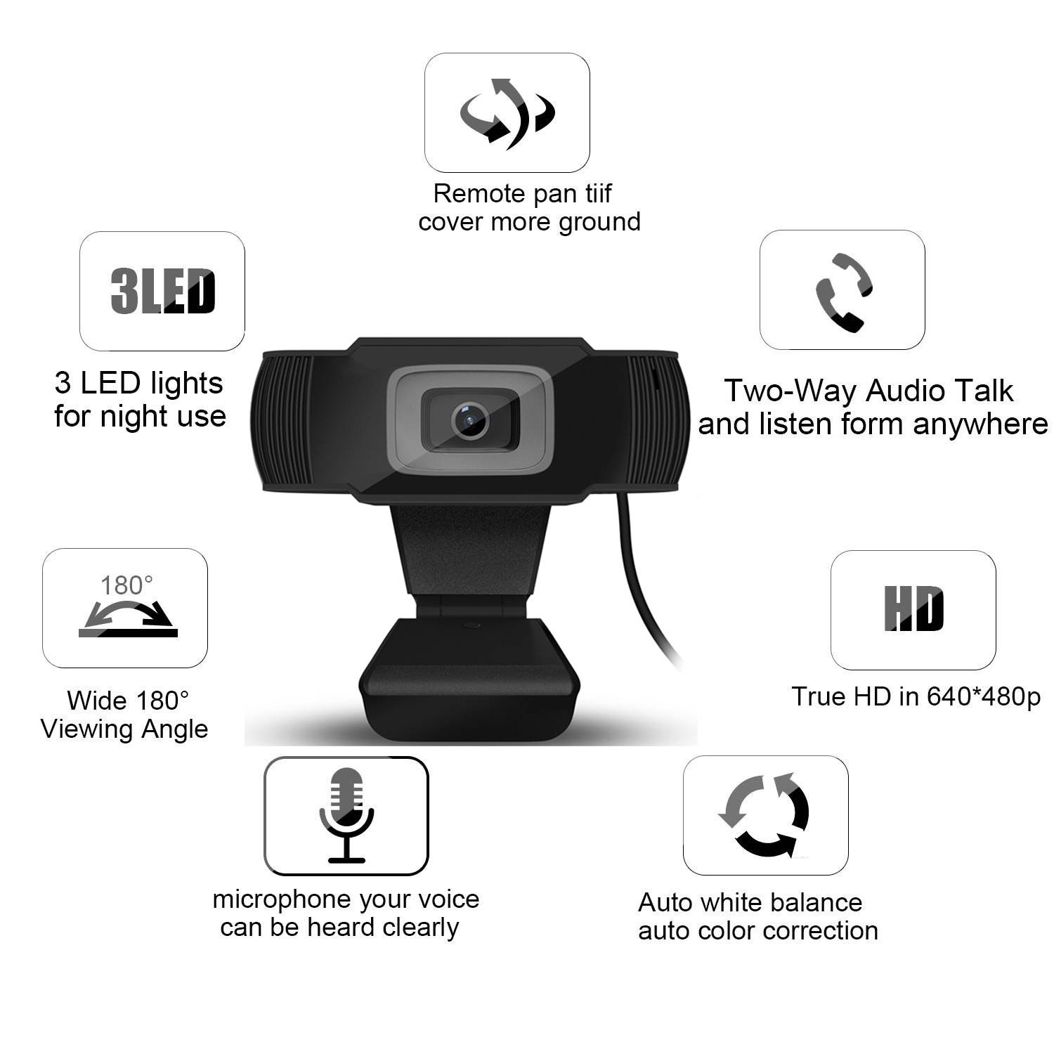 HD Webcam Camera, HD Webcam Support 480P Video Call Autofocus Webcams Web HD for PC Laptop