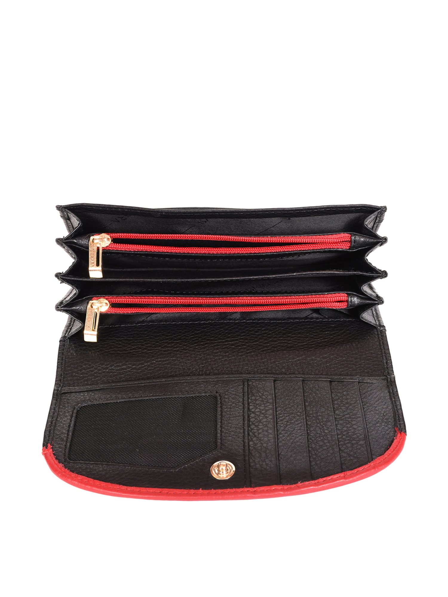 SASSORA Black & Red Solid Rfid Wallet for Women