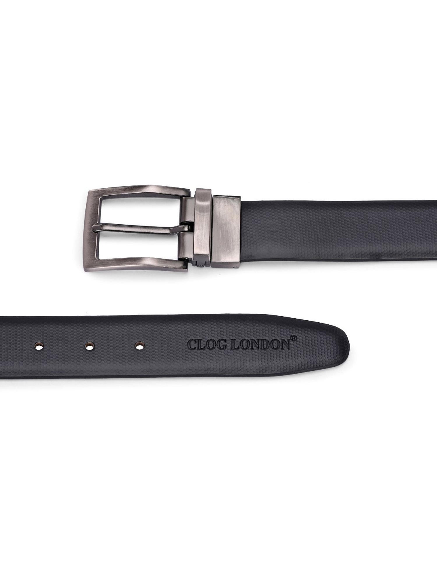Clog London Black & Brown Leather Reversible Formal Belt