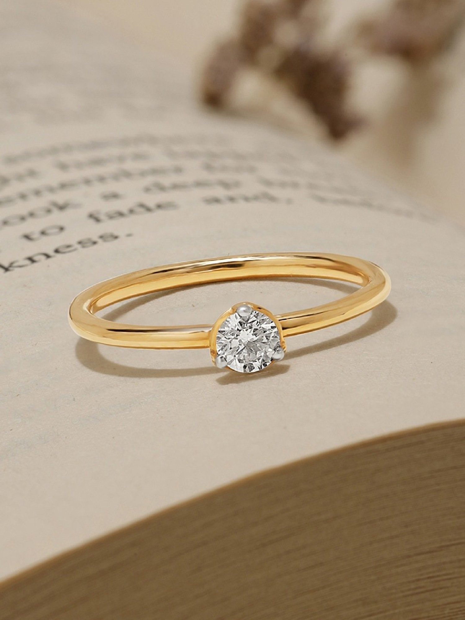 Mia by Tanishq 14k Yellow Gold Finger Ring with Solitaire