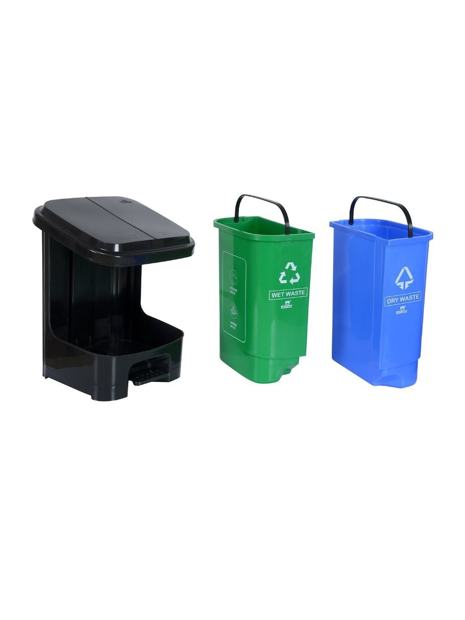 @home by Nilkamal Dual Wet & Dry  Dustbin|Set of 1| Size - 20 Ltr - 28 cm x 41 cm| Blue & Green
