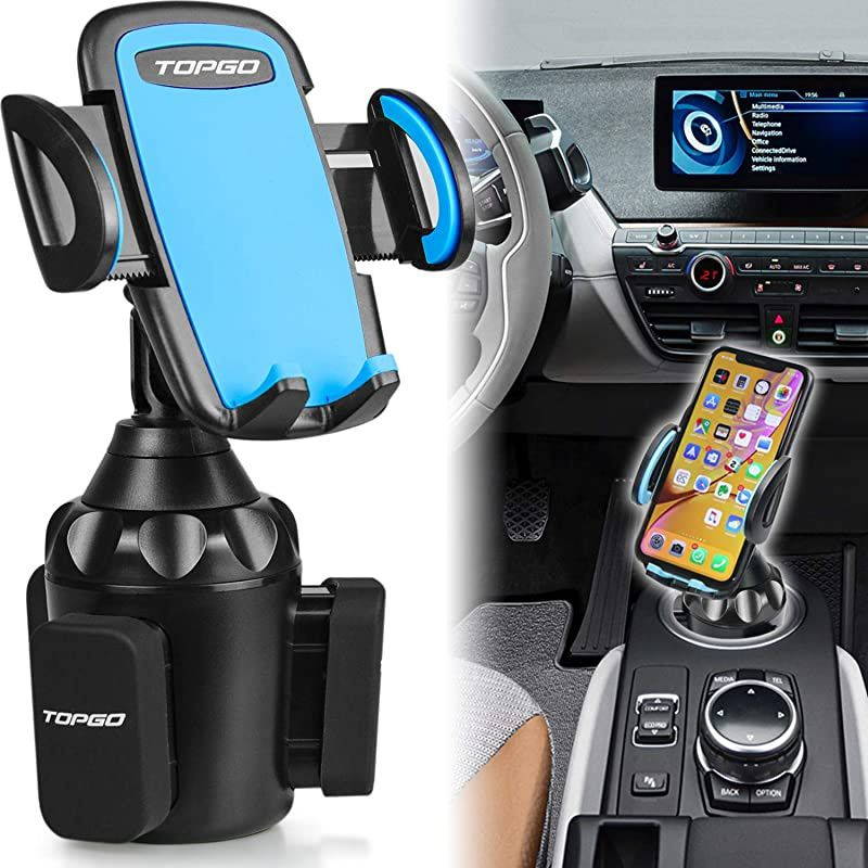 Upgraded  Universal Adjustable Cup Holder Cradle Car Mount for Cell Phone iPhone XsXS MaxX87 PlusGalaxy Blue