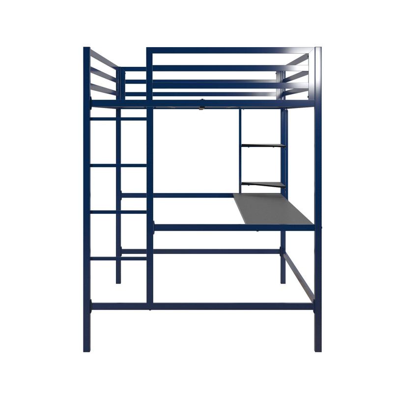 Full Maxwell Metal Loft Bed with Desk & Shelves Navy/Black - Novogratz