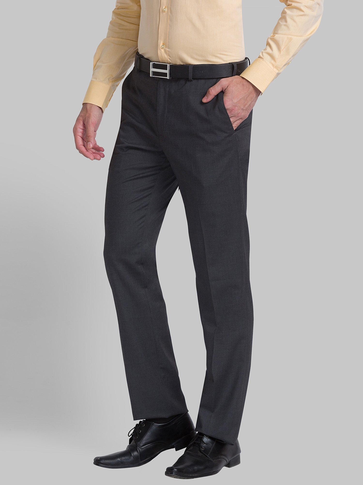 Raymond Grey Regular Fit Trousers
