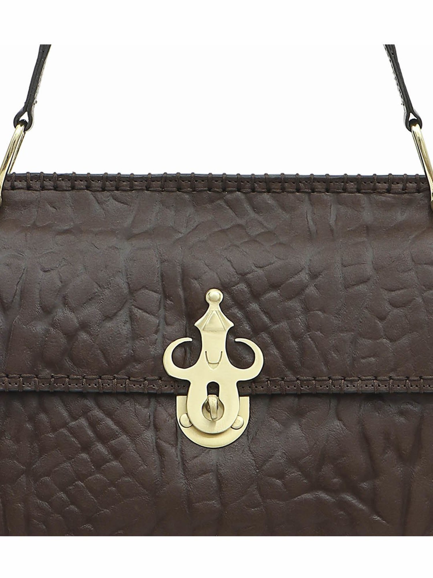 Hidesign SAHARA Brown Textured Medium Shoulder Handbag