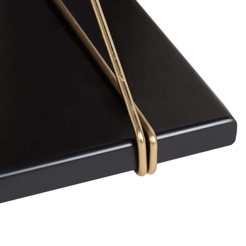 24" x 9.8" 2pc Vista Wood and Metal Shelf Set Black/Gold - Kate & Laurel All Things Home