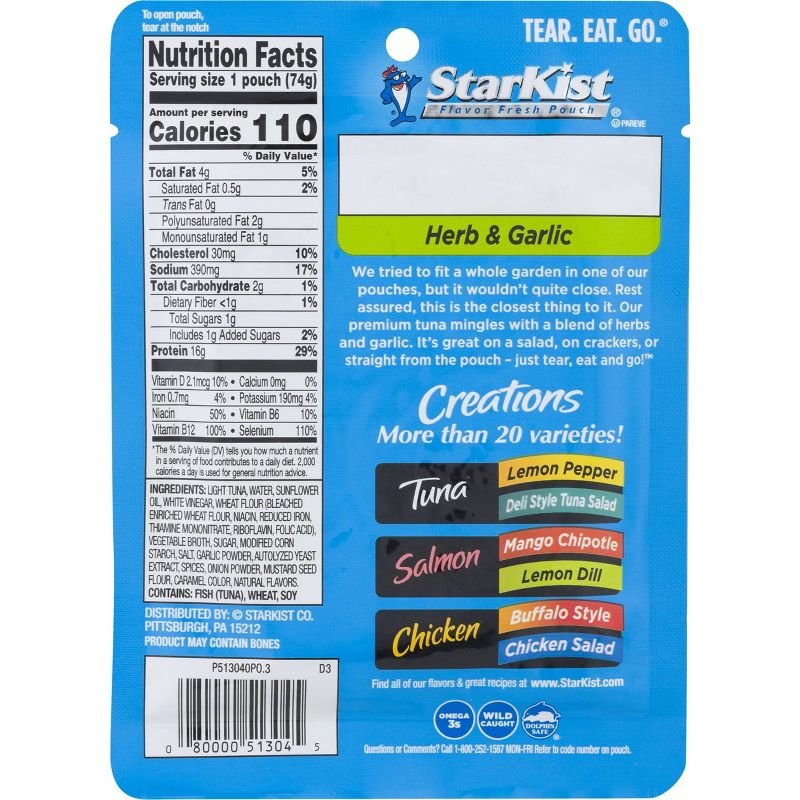 StarKist Tuna Creations Herb & Garlic Pouch - 2.6oz