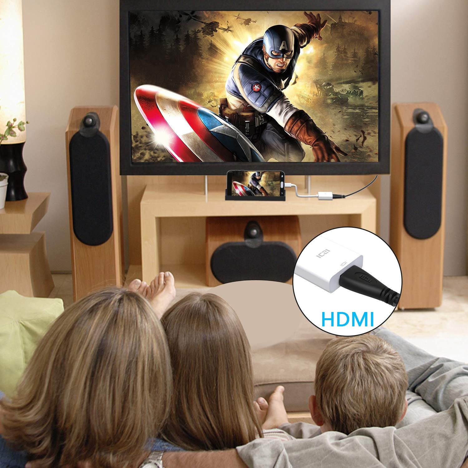 USB C to HDMI, ICZI Type C to HDMI (Thunderbolt 3 to HDMI) Adapter for MacBook Pro 2018, MacBook Pro/Chromebook Pixel, Dell XPS13/15, Huawei Mate 10, Samsung S8/S8 Plus and More, 4K, White