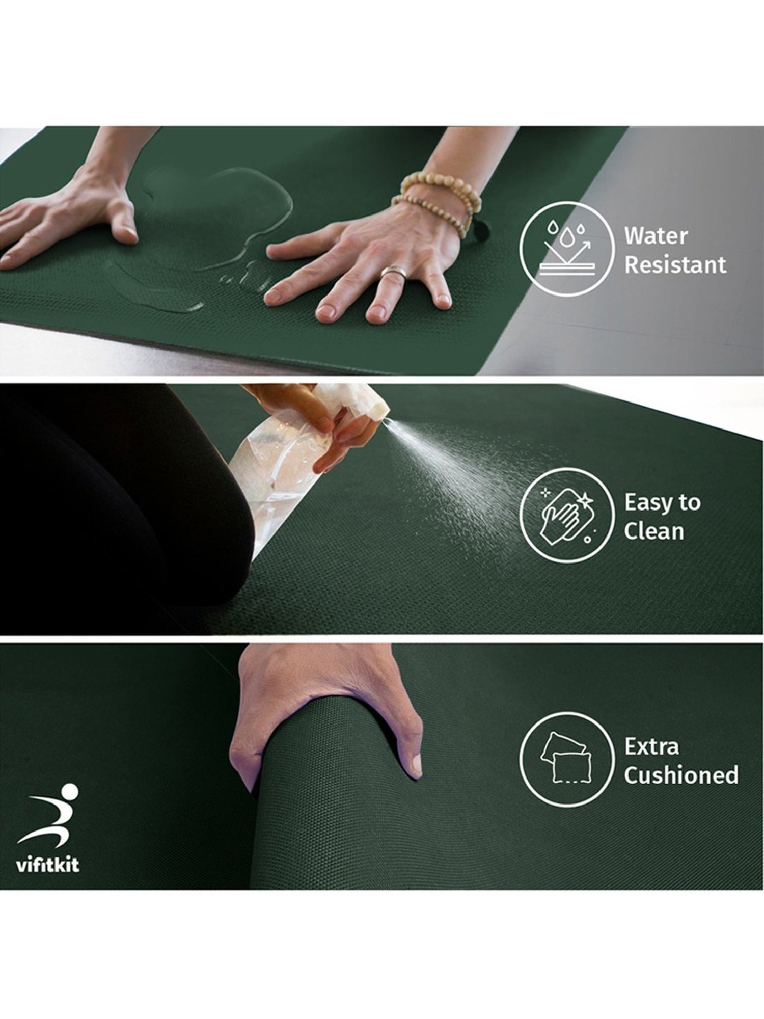 Vifitkit Anti-Skid Yoga Mat (Bottle Green) Size - 4mm