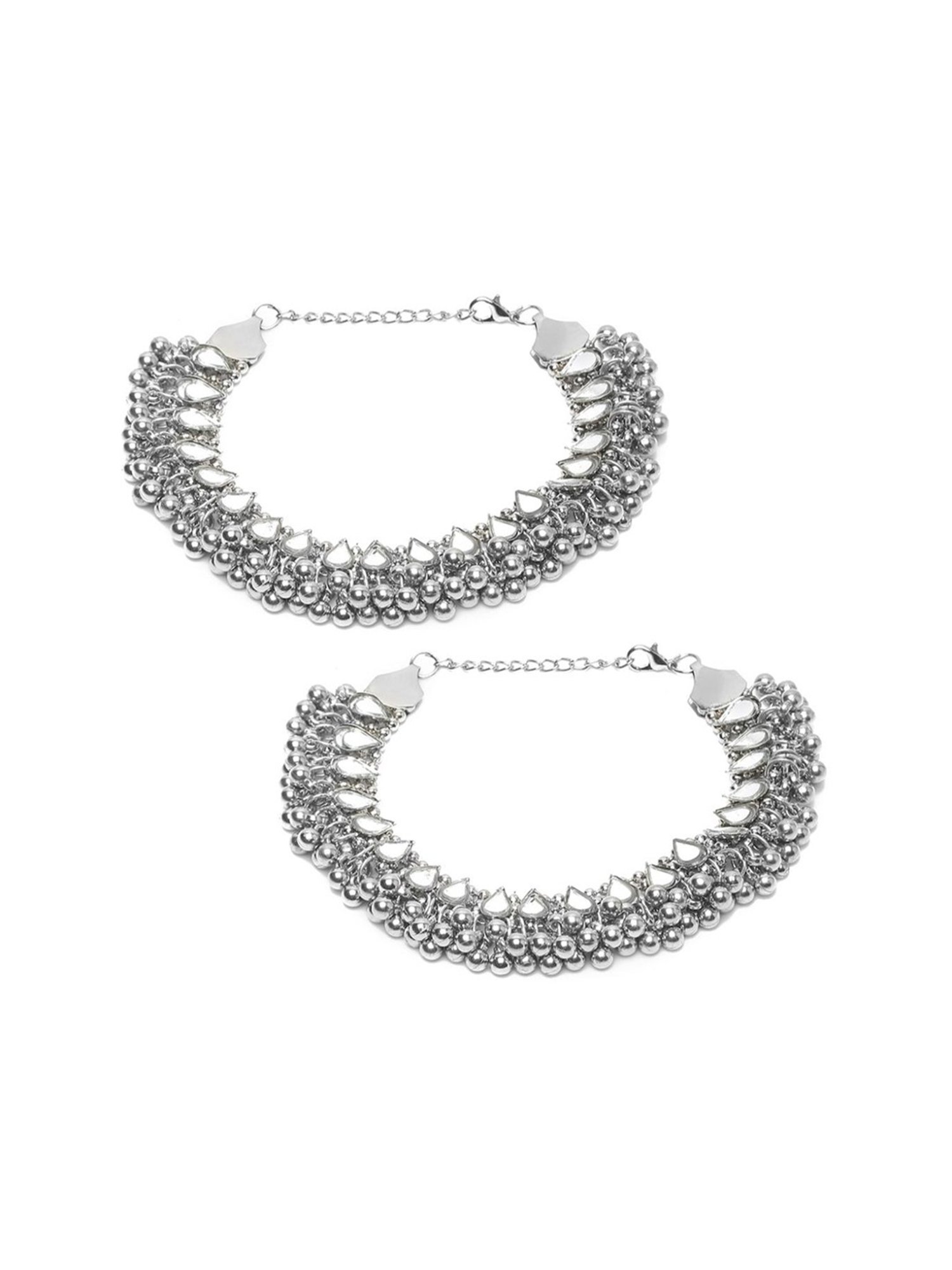 YouBella Gold-Plated Copper Strand Stylish Party Wear Anklets for Women - Set of 2