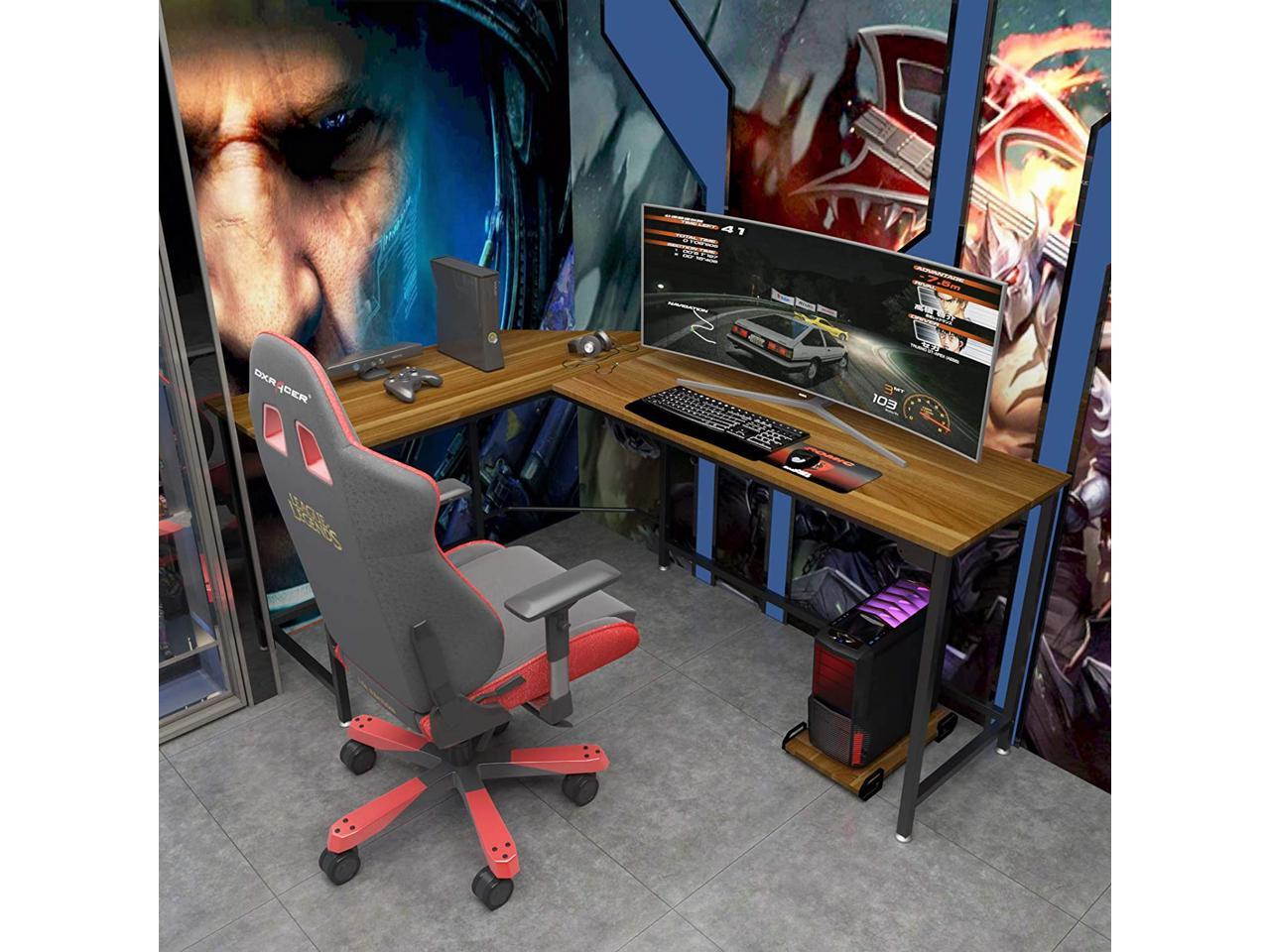 L-Shaped Desk, 66 Inch Walnut Corner Gaming Computer Desks for Home Office PC Workstation Table,Wood(Walnut) & Metal(Black)