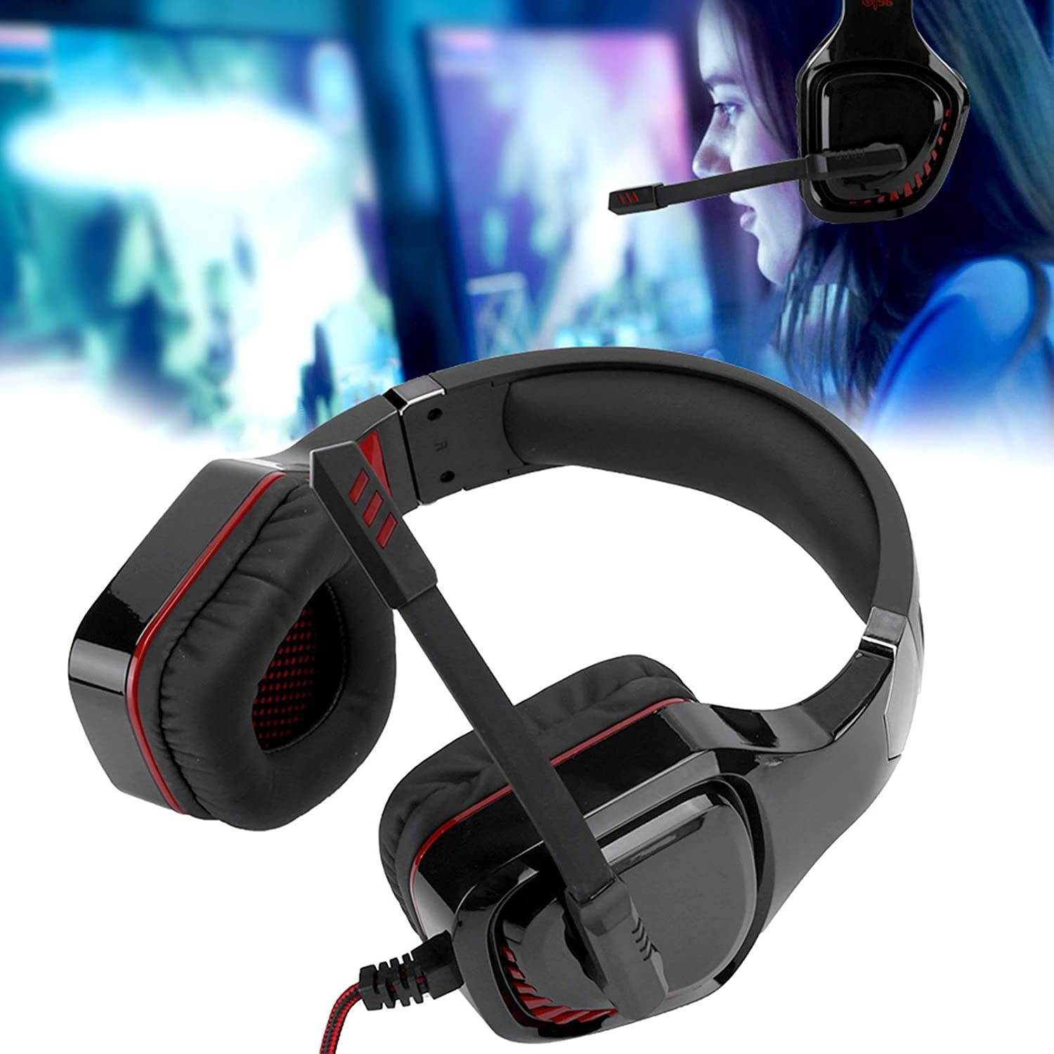 CiCiglow Gaming Headphone, Wired Game Over-Ear Headphones Headset with Microphone Desktop Headphone for Game, Live Broadcast.