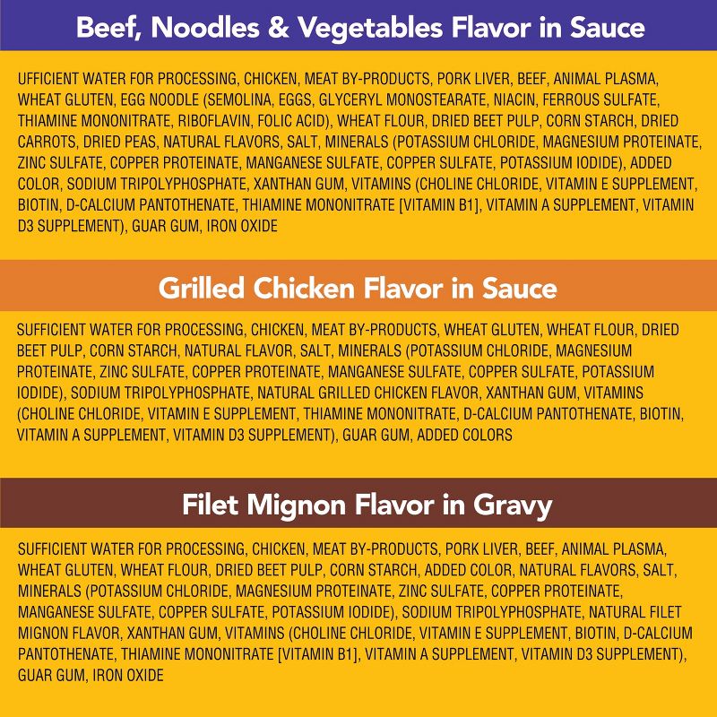 Pedigree Pouch Choice Cuts In Gravy Wet Dog Food Beef, Grilled Chicken & Filet Mignon - 3.5oz/18ct Variety Pack