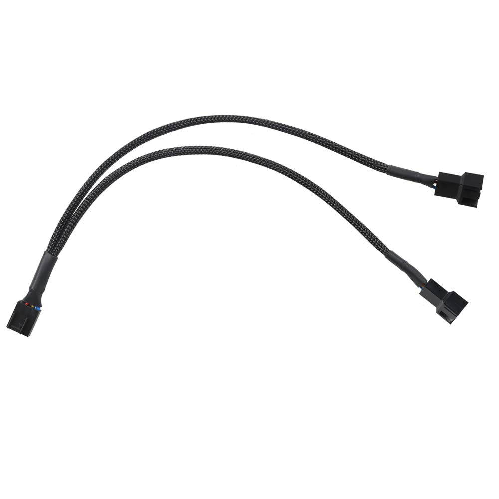PWM Fan Splitter Cable 1 to 2 Converter, All Black Sleeved Case Fan Splitter Cable, Case Fan Power Duplicator Converter, Dual Case Fan Power Adapter, Case Fan Y Cable, 10.6 inch
