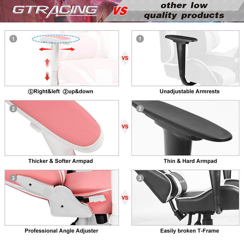 GTRACING Gaming Chair Racing Office Computer Ergonomic Video Game Chair Backrest and Seat Height Adjustable Swivel Recliner with Headrest and Lumbar Pillow Esports Chair