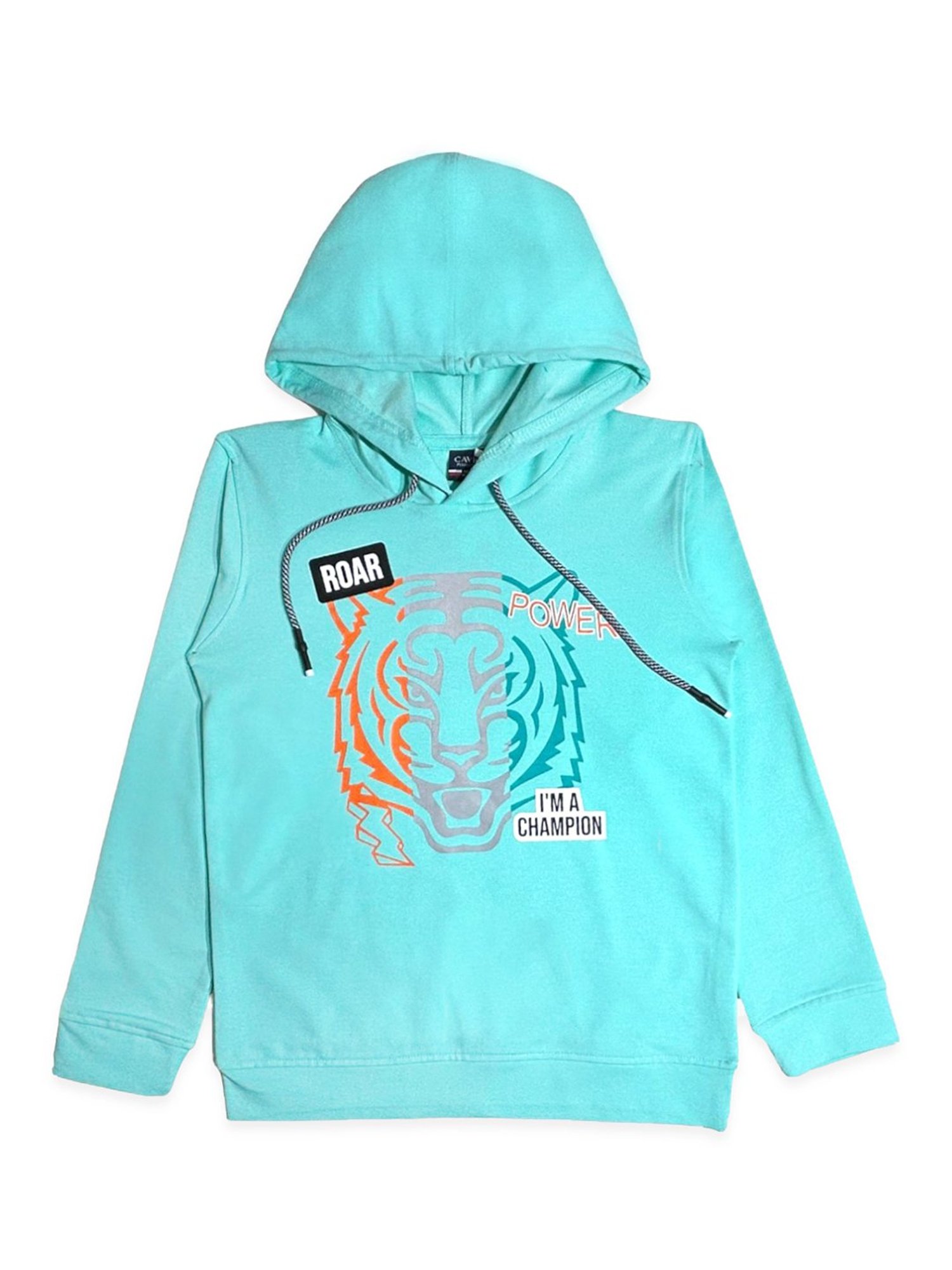 Cavio Kids Turquoise Printed Full Sleeves Sweatshirt