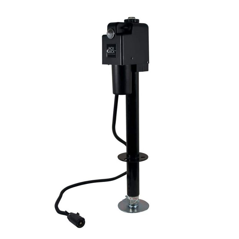 Quick Products JQ-3500B-7P 2.25 Inch 3,650 Pounds Electric Tongue Jack with 7 Way Plug, LED Working Light and Manual Crank Override for Trailers