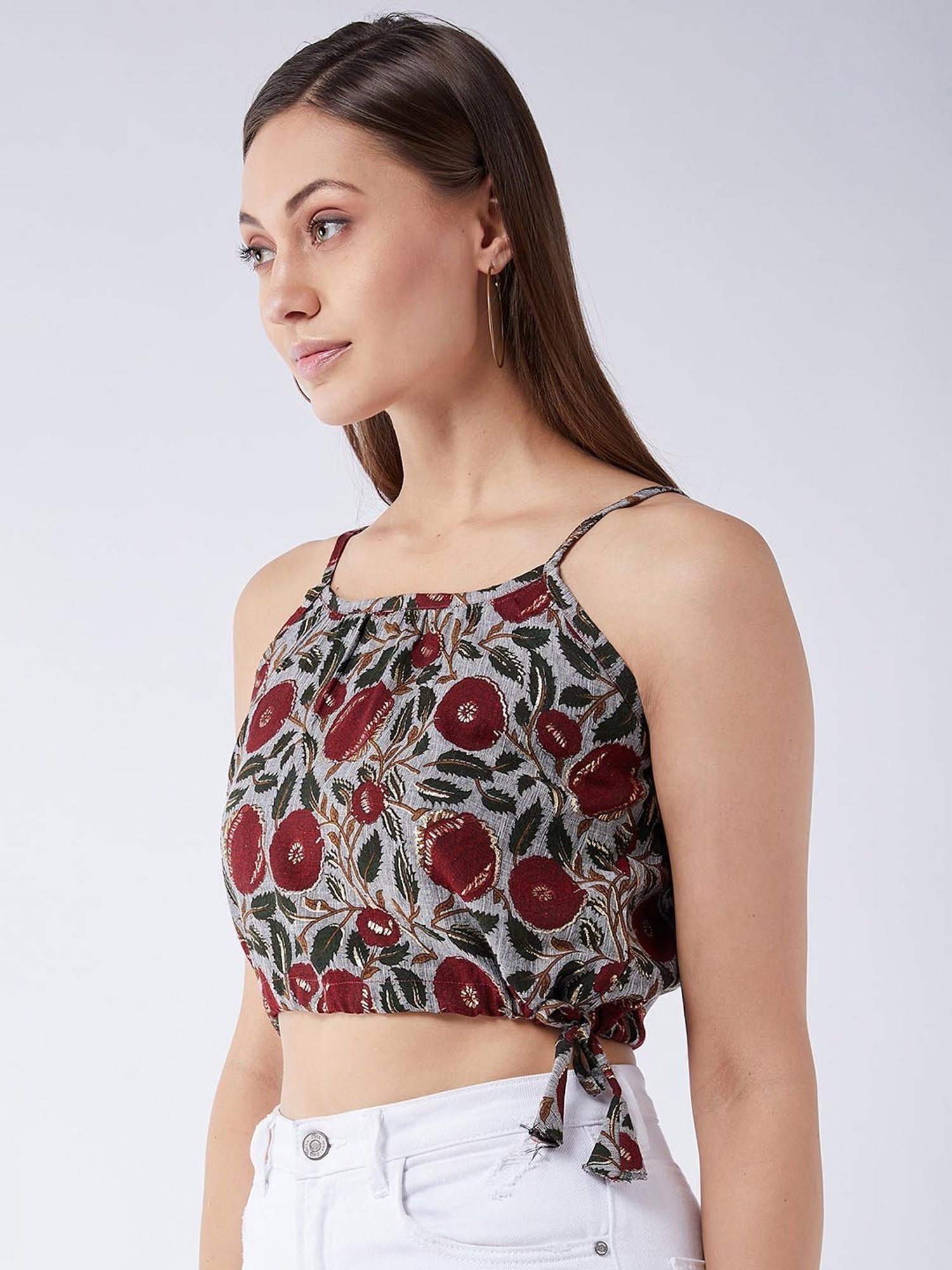 Inweave Grey Printed Crop Top