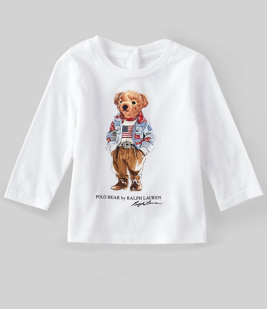 Ralph Lauren Baby Girls 3-24 Months Long-Sleeve Polo Bear Tee