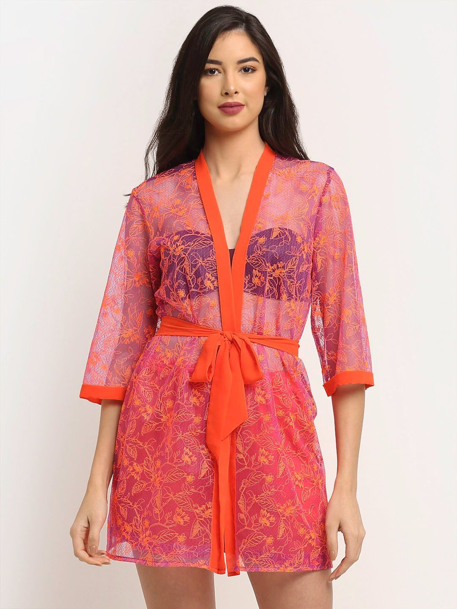 Erotissch Purple Floral Print Beachwear Co-Ord Set