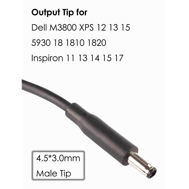 Adapter Converter Cable 74 to 45mm for Dell Laptop Power Supply 30w 40w 45w 65w 90w 120w 135w D5g6m 0d5g6m M3800 XPS 12 13 9350 3960 15 5930 5950 Inspiron 11 13 14 15 17 3000 5000 7000 2Pack