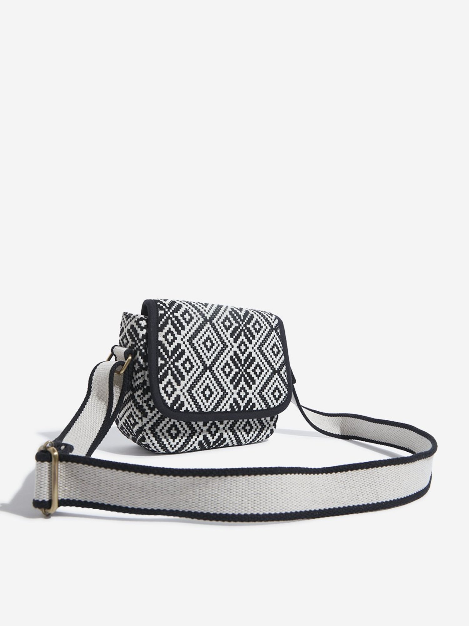 Westside Black and white Geometric Crossbody Bag