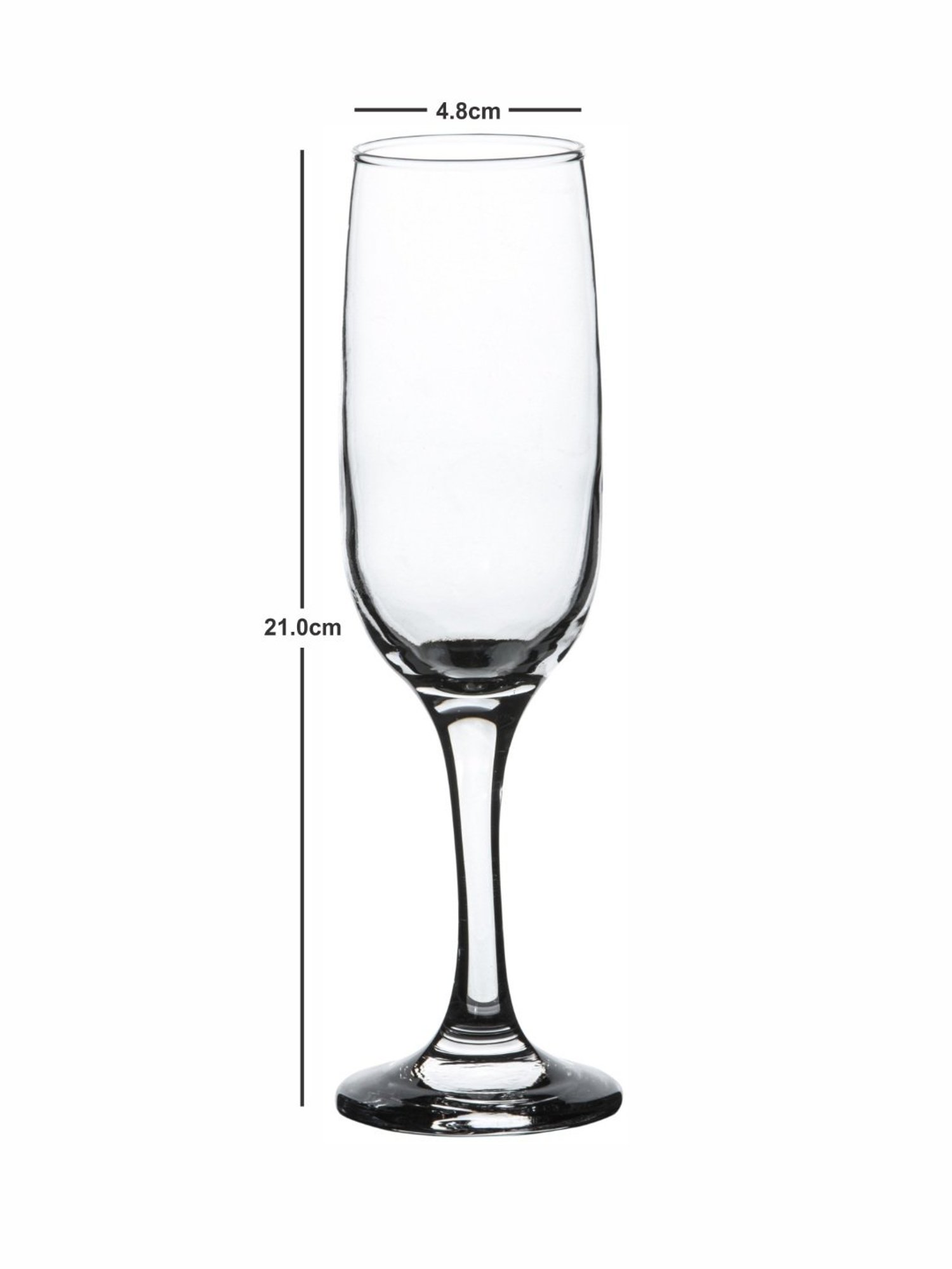 ROXX Transparent Glass Tulip Chemp Flute Glass - Set of 6 (215ml)