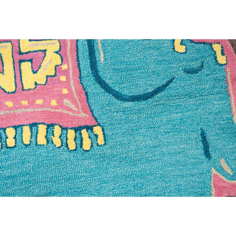 3'X3' Tufted Elephants Round Accent Rug Blue - Rizzy Home