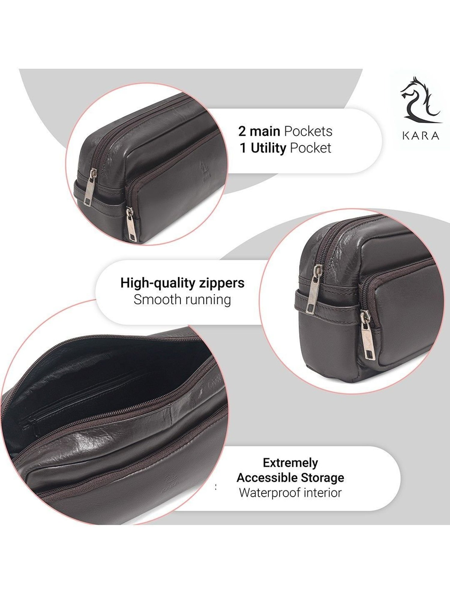 Kara Black Unisex Leather Pouch