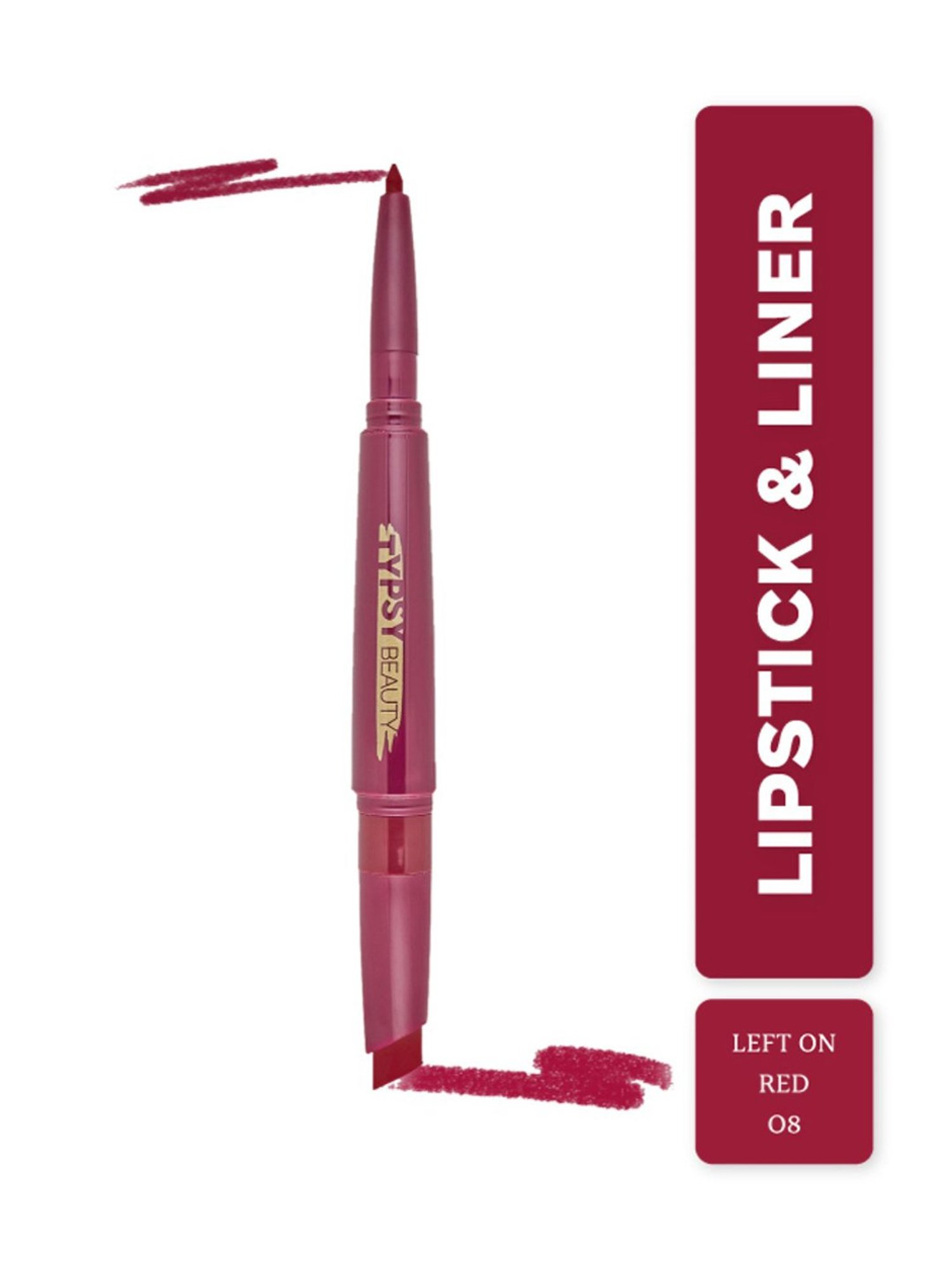 Typsy Beauty Twist & Pout Lipstick & Lip Liner Left On Red 08 - 0.91 gm
