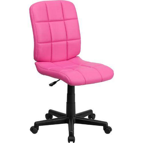 Mid-Back Pink Quilted Vinyl Swivel Task Chair