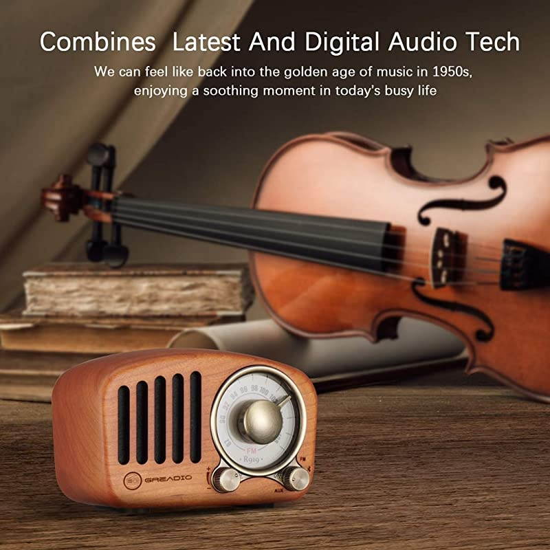 Vintage Radio Retro Bluetooth Speaker  Cherry Wooden FM Radio with Old Fashioned Classic Style Strong Bass Enhancement Loud Volume Bluetooth 42 Wireless Connection TF Card amp MP3 Player