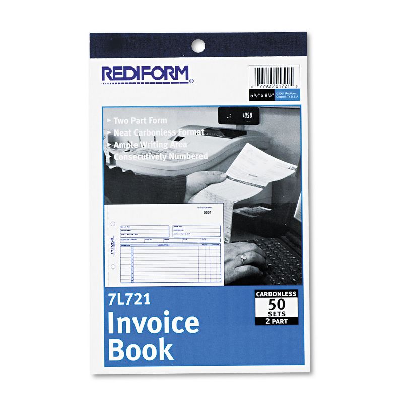 Rediform Invoice Book 5 1/2 x 7 7/8 Carbonless Duplicate 50 Sets/Book 7L721