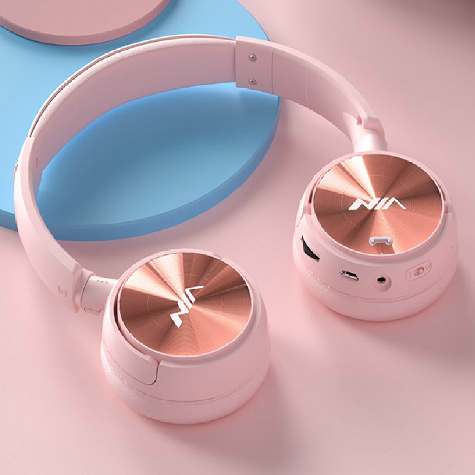 NIA Q2 Foldable On Ear Headset Wireless Bluetooth Headphones 3.5mm AUX IN Music Earphone TF Card MP3 Player FM Radio with Microphone APP Control