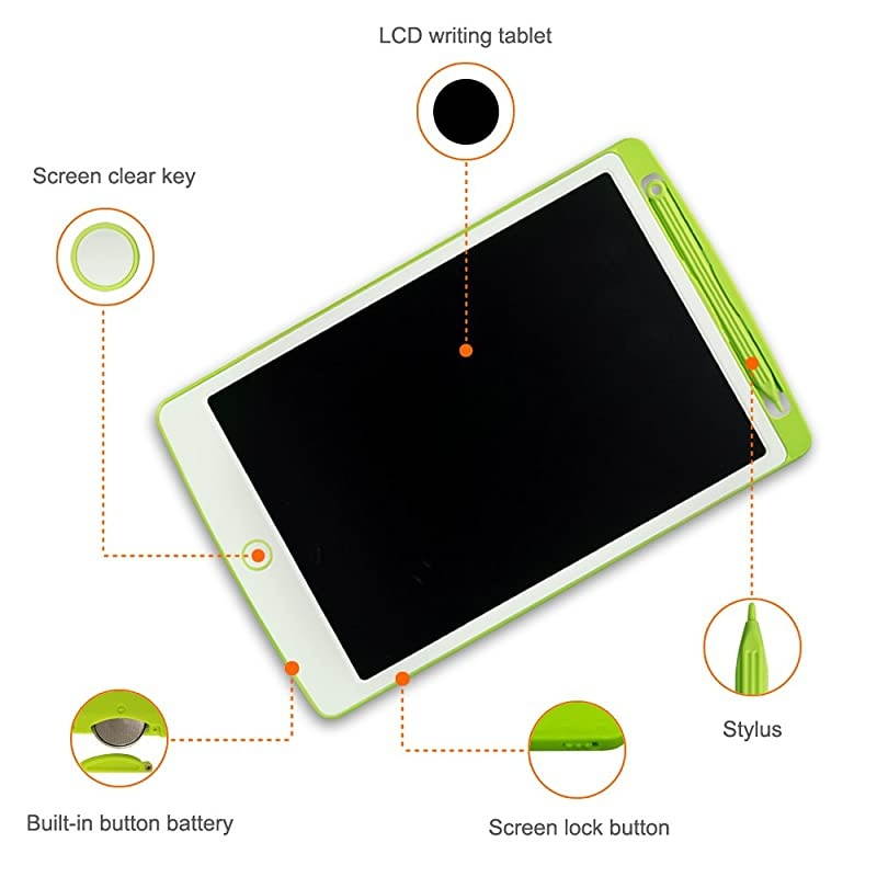 Big Side,  LCD Writing Tablet, 10 inches Electronic Graphic Tablet, Writing & Drawing Doodle Board with Memory Lock for Age 3+, Green